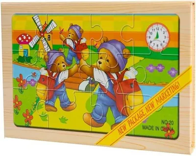 Obrázek produktu pro Dřevěné Obrázkové puzzle medvídek a další 4 V 1.