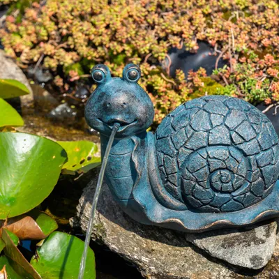 Produktbild von esotec Solar Wasserspeierset Schnecke Emilius, Pumpenset, Polyresin, 101683