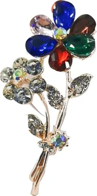 Produktbild von Brosche Pin Blumenform Strasssteine Eleganter koreanischer Stil Blumenbrosche Reversbrosche Kleidung Dekor-A