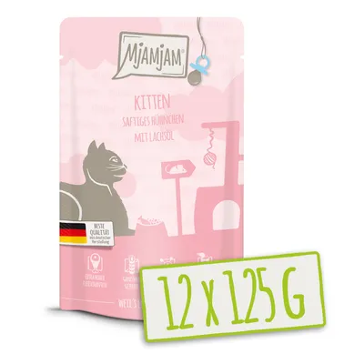 Produktbild von MjAMjAM - Quetschie - 12x125g Huhn mit Lachsöl Nassfutter für Kitten Alleinfuttermittel