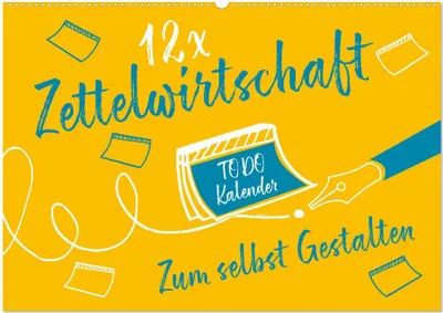 Produktbild von 12 x Zettelwirtschaft - Bastelkalender (Wandkalender 2025 DIN A2 quer), CALVENDO Monatskalender