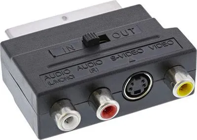 Obrázok produktu pre InLine® 89953 Scart adaptér, Scart (in/out) na 3x Cinch zásuvku a 1x S-VHS zásuvku