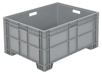Produktbild von Povag Eurobox 80x60x39 cm, Eurobehälter, Stapelbox, Transportbox mit Füßen, Grau