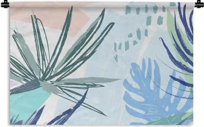 Produktbild von MuchoWow® Wandteppich Wandbehang Sommer - Tropisch - Pflanze - Farbe 150x100 cm Tapisserie Dekoration Wandtuch - Waschbar - Tapisserien - Wand-Decke