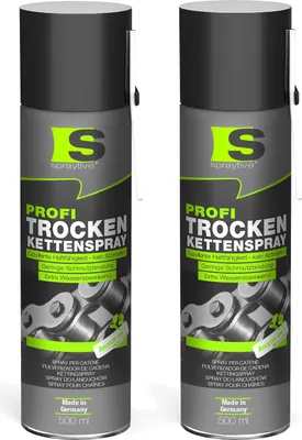 Produktbild von Spraytive 2 x 500ml Profi Trockenkettenspray – Kettenspray mit PTFE, Kettenfett für Fahrrad, Motorrad & Maschinen