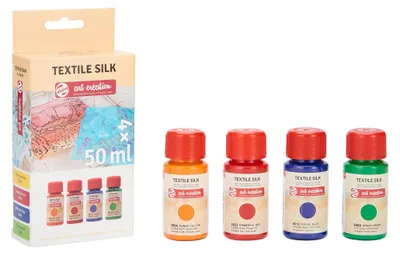 Produktbild von Talens Seidentextilfarben Set Basis 4 x 50 ml für kreative Stoffe