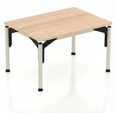 Immagine prodotto di Tavolino moderno, piano in legno color beige, gambe in metallo, ideale per il soggiorno