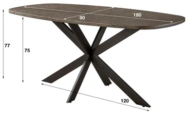 Produktbild von FURNLUX Esstisch Bronvik Bronze Und Schwarz 180cm / Hauptfarbe: Braun / Abmessungen: 180 x 77 x 95 cm