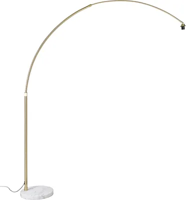 Zdjęcie produktu dla Lampa łukowa mosiądz z białą marmurową podstawą regulowana - XXL