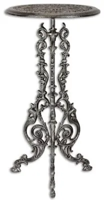 Produktbild von Casa Padrino Jugendstil Beistelltisch Antik Silber H. 69 cm - Runder Gusseisen Blumentisch - Garten & Terrassen Möbel