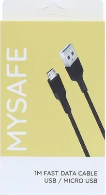 Image de Câble MySafe MicroUSB 1m Noir - Charge Rapide KP25592