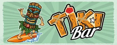 Produktbild von vianmo Blechschild 10x27 cm Tiki Bar Surfer