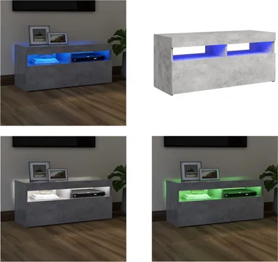 Produktbild von vidaXL TV Schrank mit LED Leuchten Betongrau 90x35x40 cm - TV-Schrank - TV-Schränke - TV-Schrank Mit LED - TV-Möbel