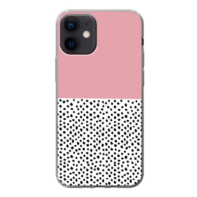Produktbild von MuchoWow® Handyhülle Schutzhülle Hülle für iPhone 12 Polka dots - Schwarz - Rosa Silikon Softcase Handy Hülle - Schutzhülle