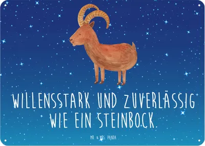 Produktbild von Mr. & Mrs. Panda tafel Sternzeichen Steinbock DIN A5 - Sternenhimmel Blau - Geschenk, Steinböcke, Bock, Geburtstag Januar, Wandbild, Türschild, Dezember, Magnetschild
