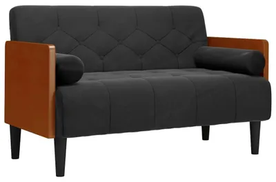 Zdjęcie produktu dla vidaXL Dwuosobowa sofa z poduszkami czarna 110 cm aksamitna