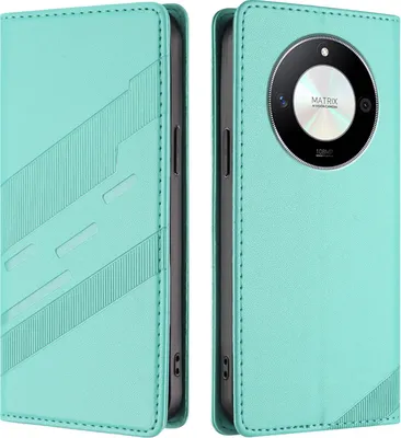 Produktbild von Hülle für Honor X9b / Magic 6 Lite, Kunstleder Brieftaschen Handyhülle mit Kartenfach und Standfunktion Türkis