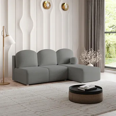 Produktbild von Masseno Ecksofa TRAMA mit Schlaffunktion L-Form, Sofa mit Bettkasten, Wohnzimmersofa, Couch, Soffa, Bettsofa, Couchgarnitur- Grau, QUELLE 92