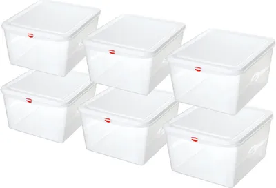 Produktbild von 6 Vorratsdosen GN1/1 mit Deckel, LxBxH 530x325x200 mm, 28 Liter, milchig transparent
