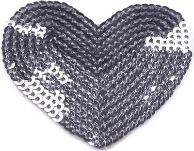 Produktbild von 1 Pailletten Aufbügler Aufnäher Herz 50x53mm, Farbauswahl, Farbe:grau