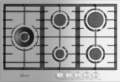 Produktbild von Gurari GCH FG 755 Gaskochfeld 75 cm, Edelstahl, 4,0 KW WOK, 5 Gasbrenner,Erdgas, FL.Gas