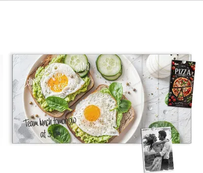 Produktbild von Magnettafel 100x50cm Pinnwand Whiteboard beschreibbar - Brot und Avocado
