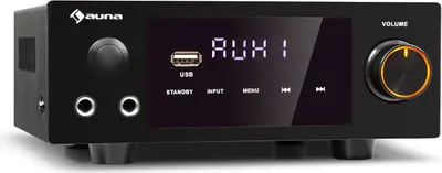 Produktbild von auna AMP-2 DG Stereo-Hifi-Verstärker - 2 x 50 Watt RMS, Bluetooth, 2 x Digital-In: optisch & coaxial, USB, AUX- und DVD-Eingang, Regelbar: Bässe, Höhen, Balance, Echo, LED-Display, schwarz