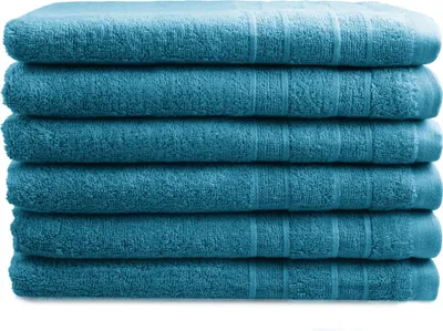 Produktbild von DoubleDry Luxor Gästehandtücher Set - 6 Teilig - 100% Baumwolle - 550 g/m² - Weich - 30x50 cm -   - Türkisblau