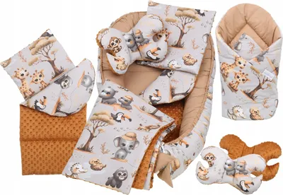 Produktbild von Babynest Set Babymam 7-teilig, Baumwolle, doppelseitig, für Babys, mit Minky und multifunktionalem Zubehör