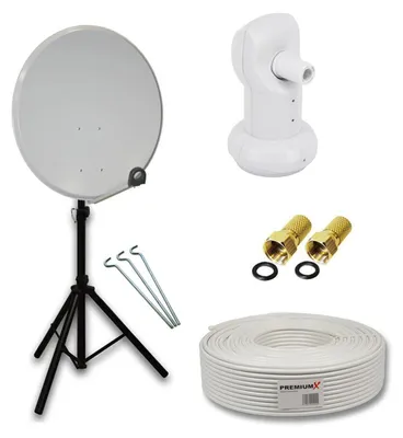 Produktbild von PremiumX SAT Anlage 80cm Antenne Aluminium Single LNB Kabel Dreibein Stativ