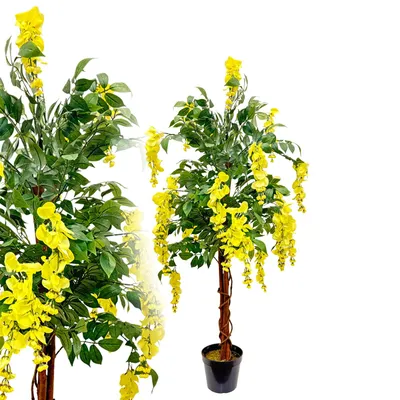 Produktbild von Goldregen 120 cm künstlich wie echt Wisteria Glyzinienbaum Kunstbaum Kunstpflanze