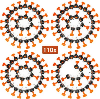 Immagine prodotto di Clanmacy 110 pezzi Sistema di livellamento per piastrelle riutilizzabile, sistema di livellamento per piastrelle, cunei per piastrelle in plastica, sistema di livellamento, croce per piastrelle con chiave speciale, per la costruzione di pavimenti e pareti