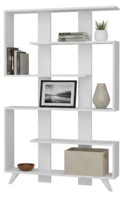 Produktbild von Bücherregal Gienah, Büroregal, Mobiler Buchhalter, Bücherbrett, 120x20h162 cm, Weiß