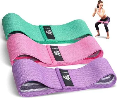 Image de Lot de bandes de résistance pour le fitness, 3 résistances, entraînement des jambes