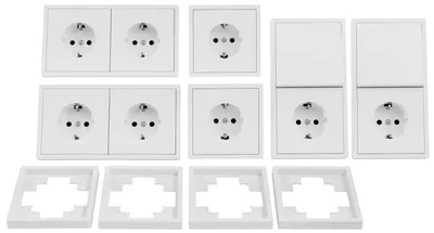 Produktbild von Schalter und Steckdosen Set McPower Shallow "Standard", 20-teilig, Klemmanschluss, weiß, matt
