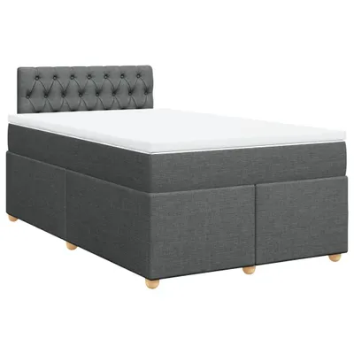 Imagen del producto de Cama con somier y colchón, color gris oscuro, 120x200 cm, tapizada en tela