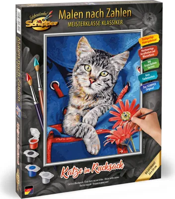 Produktbild von Malset Malen nach Zahlen Katze im Rucksack 40x50cm