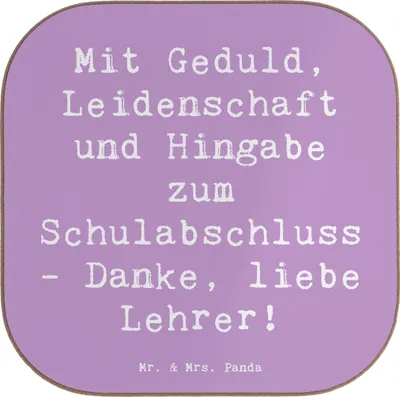 Produktbild von Mr. & Mrs. Panda Holzuntersetzer Spruch Danke Lehrer - Lavendeltraum - Geschenk, Aufmerksamkeit, Bedanken, Untersetzer Gläser, gläseruntersetzer, sagen, Wertschätzung