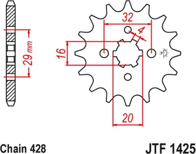 Produktbild von Jt Vorderes Ritzel 425 13 Für Suzuki Gsxr 125 17-19, Rg 80 86-87, Gsx 125S 17-19 (42513Jt) (Kette 428)