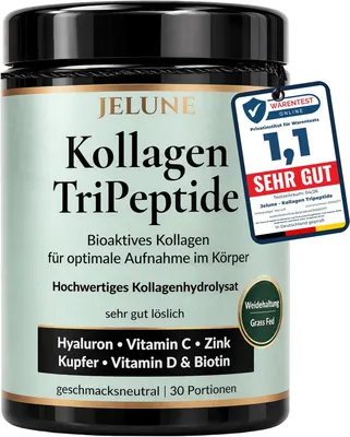 Produktbild von JELUNE Kollagen Tripeptide Pulver mit Hyaluron und Vitamin C, 300 g