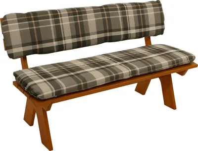 Produktbild von DEGAMO Bankauflage Sitzauflage Auflagenset SEATTLE für Gartenbank 3-sitzer 150cm, grau/beige kariert, 2-teilig