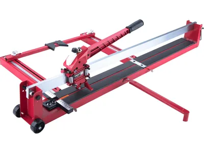 A red tile cutter is shown against a white background.