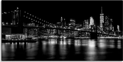 Produktbild von ARTland Leinwandbild Manhattan Skyline & Brroklyn Bridge I Größe: 40x20 cm