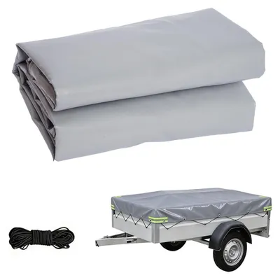 Produktbild von Anhängerplane Grau 207.5x114x10 cm PVC 500g/m² LKW-Plane mit Expanderseil