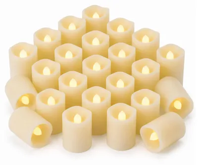 LED-Teelichter 24 Stück, flammenlos, warm flackernd, Batteriebetrieb