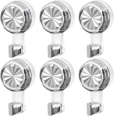 Imagen del producto de Juego de 6 soportes para toallas con ventosas para el baño, ganchos con ventosas extra fuertes, ganchos reutilizables de alta resistencia para baños
