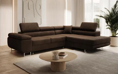 Produktbild von Modernes Ecksofa ASTON mit Schlaffunktion & Bettkasten, Ausziehbare Wohnlandschaft in L-Form, Stauraum, Schlafsofa, Rechts
