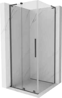 Produktbild von Mexen Velar L Duschkabine schiebbar 100 x 100 cm, transparent, Gun Metal - 871-100-100-03-95
