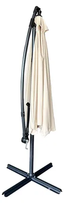 Imagen del producto de Sombrilla de jardín plegable grande LUARO con brazo, 290 cm, color beige.