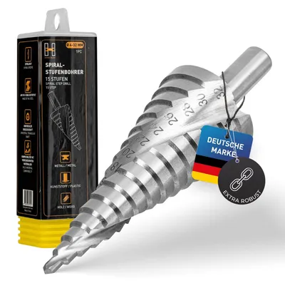 Immagine prodotto di Punta a gradino conica HSS - 4-32 mm - 15 gradini - Gambo triangolare - Per metallo, legno e plastica